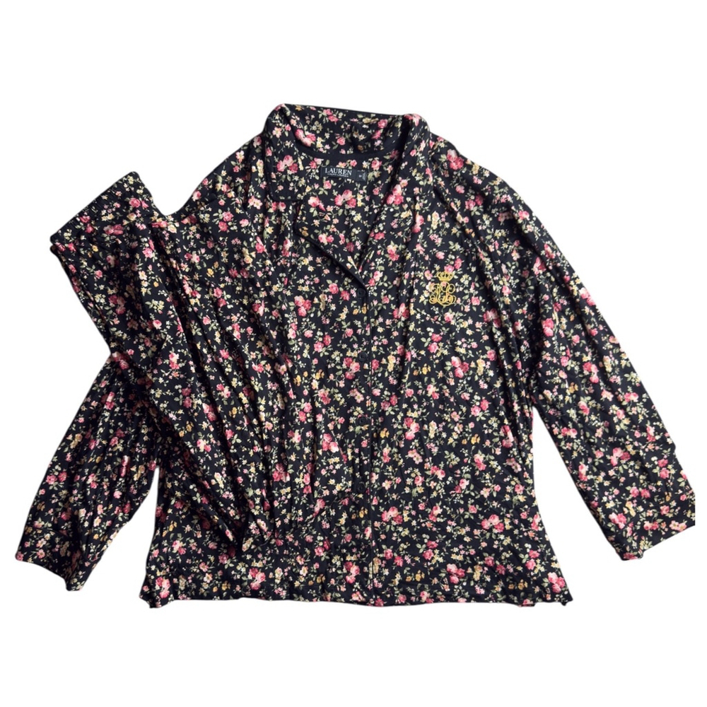 Lauren Ralph Lauren Black Floral PJs Plus Size 3X‎ Cotton Viscose